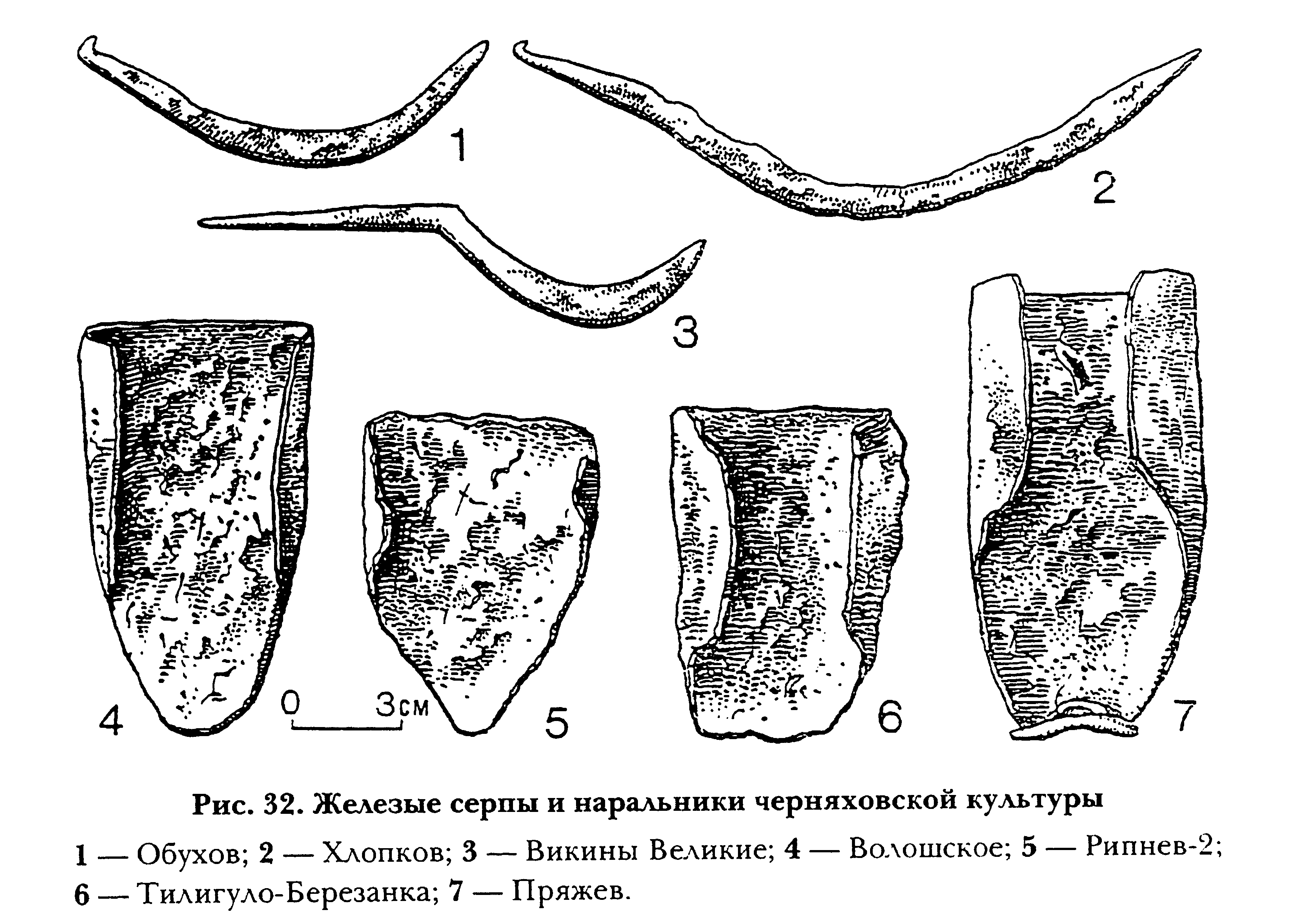 Железные серпы и наральники черняховской культуры